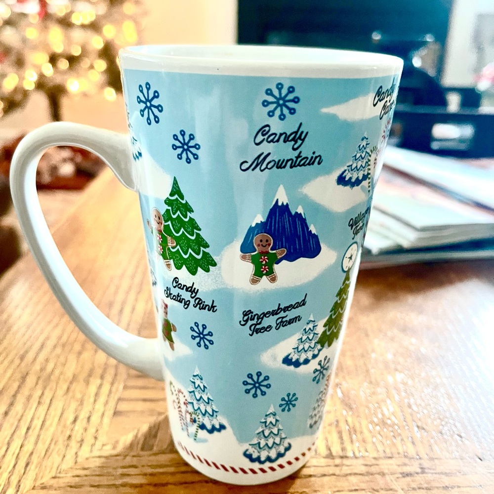 Starbucks for Disney Blue and White Gingerbread Village Holiday Mug